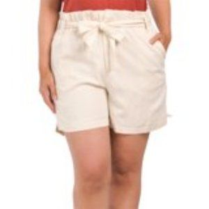 1.STATE Plus Waisted Linen Paper Bag Shorts With Slant Pockets / Size 14W /NWT